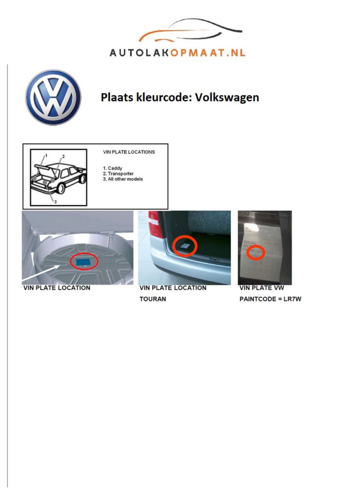 Farbcode Volkswagen