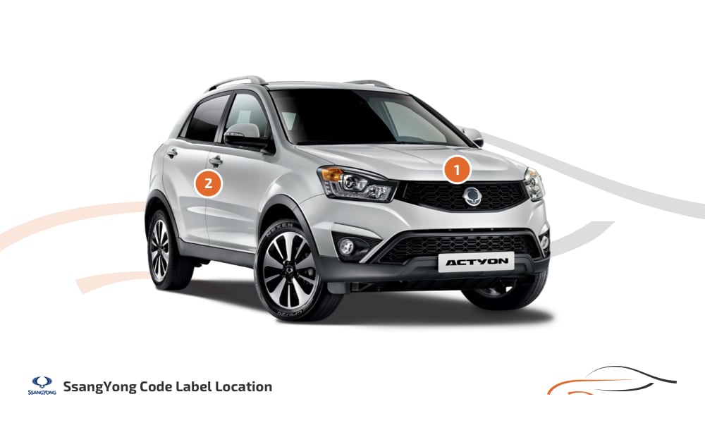 Kleurcode locatie Ssangyong